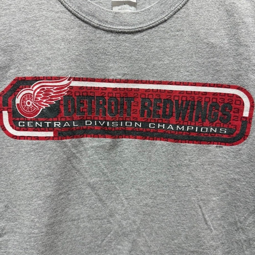 Detroit Red Wings Mens Gildan Heavy Cotton T Shirt Gray Size Large Vtg Y2K - Picture 2 of 4